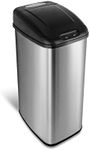 NINESTARS DZT-50-6 Automatic Touchless Motion Sensor Rectangular Trash Can 13.2 Gal. 50 L. Stainless Steel