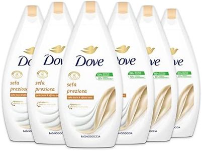 Dove, Bagnodoccia Seta Preziosa, con Idratante Dermo-Naturale, Pelle Liscia Effetto Seta Dopo Ogni Doccia, Dermatologicamente Testato, 92% Biodegradabile, 6 Pezzi da 450 ml