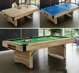 RUP 8ft 3 in 1 Folding Pool/Billards, Table Tennis Multi Game Table (All Set of accesories Included) (Brown & Green)