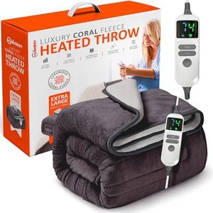 Warmer Electric Heated Throw Blanket - Extra Large 200 x 130cm Digital Controller - Timer, 9 Heat Settings, Auto Shutoff - Machine Washable