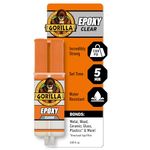 Gorilla Glue Epoxy, Dries Clear, Gap Filling, Indoor & Outdoor, Water Resistant, 5 Minute Set, Dries Clear Transparent, 0.85oz/25mL, (Pack of 1) 4200602