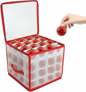 Christmas Ornament Storage Box,4 Tier Christmas Storage Box with Lid,64 Ornament Box With Durable Zippers and Dividers,Non-Woven & Tear-Proof Christmas Ornament Storage Containers,for 3"Seasons Balls