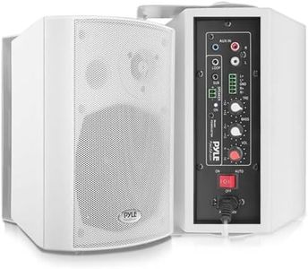 Wall Mount Home Speaker System - Active Passive Mountable Bookshelf Indoor Studio Garage Patio Stereo Sound Home Theater Speaker, Wireless Bluetooth Speaker Set W/Aux & RCA - Pyle PDWR53BTWT (White)