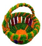 ssl trust me Navratras Special Beautiful Woollen Decorative Flower Basket/Tokri (10inch, Colour- Assorted),multi colour,Dia-23X20Htcm(STM188)