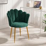 Joolihome Armchair Tub Chair, Velvet Shell Chair Single Sofa Chair Accent Chair with Gold Plating Metal Legs, Leisure Chair Dressing Chair for Home, Office, Bedroom, Living Room, Dining Room (Green)