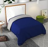 Femfairy Reversible Plain Glace Cotton Single Bed Quilt Cover/Duvet Cover/Rajai Cover/Blanket Cover with Zipper (60X90 Inches) Navy Blue