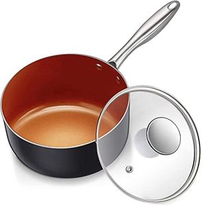 MICHELANGELO 3 Quart Saucepan with Lid, Ultra Nonstick Copper Sauce Pan with Lid, Small Pot with Lid, Ceramic Nonstick Saucepan, 3 Qt Small Pot for Cooking, Induction Compatible