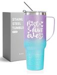 Onebttl Aunt Gifts from Niece, Nephew, 40 oz Insulated Stainless Steel Wine Tumbler with Lid and Straw, for Auntie on Mother’s Day, Birthday, Christmas, Violet-Blue, Best Aunt Ever