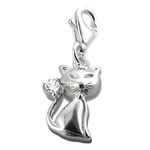 Sparkly (CZ) Kitty CAT Sterling Silver Clip-On Charm - for Thomas Sabo Style Charm Bracelets