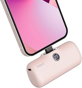 iWALK Portable Charger 4800mAh Power Bank Fast Charging and PD Input Small Docking Battery with LED Display Compatible with iPhone 14/14 Pro Max/13/13 Pro Max/12/12 Pro/11/X/8/7/6,Pink