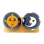 Top Chi Sun and Moon Baoding Balls with Bamboo Stand (Large 2 Inch)