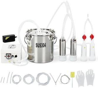GarveeTech 12L 2-in-1 Electric Milking Machine for Goats and Cows, Portable Rechargeable Electric Milker Machine Adjustable Suction Pulsation Vacuum, with 4 Teat Cups and Stainless Steel Bucket