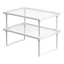 Amazon Basics Estantes de cocina apilables para almacenaje, Blanco, 20.3 D x 31.6 W x 11.4 H cm