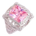 Psiroy Women's 925 Sterling Silver 5ct Pink Topaz Filled Ring