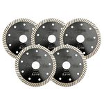 SHDIATOOL Super-Thin Diamond Turbo Saw Blade 5PCS 4 1/2 Inch Tile Cutting Disc for Porcelain Ceramic Tile Granite Dia 115mm