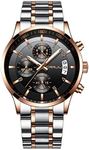 CRRJU Men's Fashion Casual Dress Quartz Analog Stainless Steel Band Waterproof Chronograph Wrist Watch for Men Silver/Rose/Black