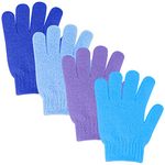 Sibba 4Pcs Exfoliating Gloves Bamboo Exfoliator Mitt Body Scrub Exfoliating Washcloths Scrubbing Glove for Shower, Spa, Massage and Dead Skin Cell Remover Loofah