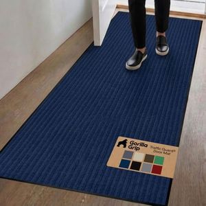 GORILLA GRIP Traffic Guard Indoor Outdoor Heavy Duty Door Mat, 70x24 Blue