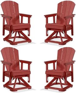 PLUUV Adirondack Swivel Glider Chair Set of 4, All-Weather HDPE Outdoor Glider Chair with 360° Swivel & Smooth Glide, Heavy Duty 380 Lbs, for Porch, Deck, Yard, Red