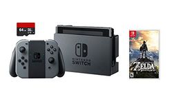 Nintendo Swtich 3 items Game Bundle:Nintendo Switch 32GB Console Gray Joy-con, 64GB Micro SD Memory Card and The Legend of Zelda