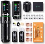 Dragonhawk L3 Wireless Tattoo Kit, Complete Tattoo Gun Kit for Beginners, Adjustable 7 Stroke Tattoo Pen Machine 2.4-4.2mm, Mcore Motor, RCA Corded Backup, Dual 2000mAh Batteries, Tattoo Supplies Set