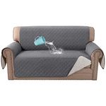 BellaHills Sofa Cover 100% Waterproof Sofa Covers 2 seater Couch Covers Sofa Slipcovers with Elastic Straps Triple Non-Slip Loveseat Sofa Cover Furniture Protector for Kids (Loveseat 54", Gray)