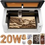 LaserPecker LX2 20W All-in-One Desktop Laser Engraver Cutter, 19.7" x 12" Large Working Area 1000mm/s High-Speed 12MP Camera Class 1 Safety Laser Engraving Machine for Wood Metal Acrylic, Basic Bundle
