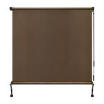 Amagenix Outdoor Roller Shades 7'(W) x 8'(H), Exterior Cordless Patio Shades Roll up Outdoor Blinds for Porch Gazebo, Mocha