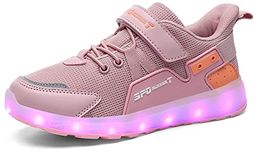 Nishiguang LED Light Shoes, Kids/Girls/Boys Breathable Flashing Slip-On Trainers (Toddler/Small Child/Big Child), Pink5, 10.5 UK Child