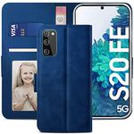 YATWIN Case for Samsung Galaxy S20 FE 5G 2022, Flip Wallet Leather Case with Card Holder Kickstand Phone Cases Cover for Samsung S20 FE 4G/5G - Blue