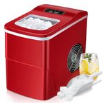 RWFlame Ice Maker Machine, Ice Maker Counter Top Make 15kg ice in 24 Hrs, Ice Cubes Ready in 6 Mins, Ice Maker Self-cleaning with Ice Scoop & Basket, Ice Cube Maker for Home/Office/Bar (Red）