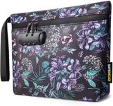 SafeDelux Travel Bag with Combination Lock, Carbon Lining Lockable Pouch for Travel Organizer & Home Storage, Great Holidays Gifts for Women (Purple)