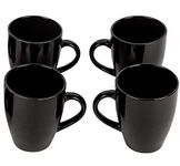 Anwaliya Ceramic Coffee Mug Set of 4 (280ml) Handcrafted Design Tea Cups Stackable, Chip Resistant, Large Serving Green Tea Cups, Naomi (Black Shine)
