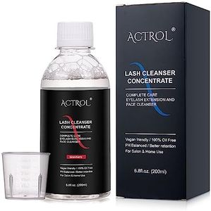 ACTROL Eyelash Cleanser Concentrate 200ml Strawberry Professional Lash Shampoo Foaming Cleanser DIY Non-lrritating Wash for Extensions Lashes with Salon Home Care-Makes 40 Bottles