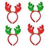 Urvi Creations 4 Pcs Christmas Reindeer Antlers Headband Deer Horn Hairband for Christmas Xmas Party Deer Glove Head Hoop Funny Party for Children or Adult and Girls