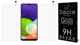 Saola 9H Clear Tempered Glass For Samsung Galaxy A22 4G Smartphone(Pack Of 1)With Free Installation Kit. Full Screen Coverage-6.4 Inch