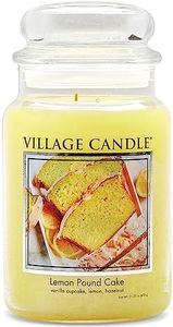Village Candle Lemon Pound Cake Large Glass Apothecary Jar Scented Candle, 21.25 oz, Yellow