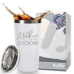 Sodilly Engraved Stainless Steel Tumbler - Ideal for Wedding Celebrations - Gifts for Mother of the Groom - Special Mother of the Groom Memento - Bride Groom Tumbler Set - 16 oz White - Bride Cup