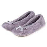 Isotoner Women Ladies Popcorn Ballet Closed Back Slippers, Grey (Pale Grey), XL 40/41 EU