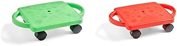 hand2mind Green and Red Indoor Scooter Boards with Safety Handles for Kids Ages 6-12