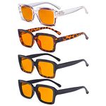 Eyekepper 4 Pack Reading Glasses Blue Light Blocking Oversized Square Computer Readers Orange Tinted +0.50