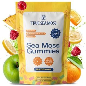 TrueSeaMoss Sea Moss Gummies for Adults & Kids - Magnesium, Burdock Root & Bladderwrack – Supports Immune, Boost Energy, Skin & Hair Health, Detox - 60 Vegan Gummies