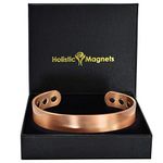 Extra Large Copper Magnetic Bracelet Men Pure Copper Bangle Cuff Holistic Magnetic Band with 6 Strong Neodymium Magnets Adjustable-CB (XL: Wrist 22–24cm/8.6–9.5”)