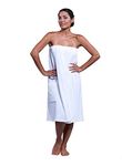 Boca Terry Womens Spa Wrap - 100% Cotton Spa, Shower, Bath and Gym Towel w Snaps - XXL (2X) - White