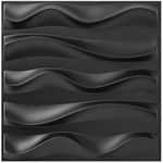 Art3dwallpanels 33 Pack 3D Wall Panel for Interior Wall Décor, PVC Textured Accent Wall, Elegant Wave 3D Wallpaper Modern Wall Tiles, Black