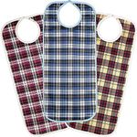 Medokare Adult Bib Clothing Protector - 3 Pack Long Washable Reusable Bibs for Seniors for Eating at Mealtime, Waterproof Stain Resistant Bibs for Elderly