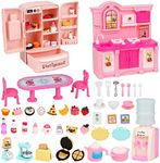 SOTOGO 58 Pieces Dollhouse Decoration Accessories Kitchen Decorations Mini Fridge Toy Breakfast Set Fruits Drinks Desserts DIY Dollhouse Miniatures Accessories