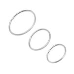 NewkeepsR 3PCS-22G(0.6mm) Steel Fake Nose Rings, Annealed Seamless Split Continuous Hoops,Indian Nose Rings for Women