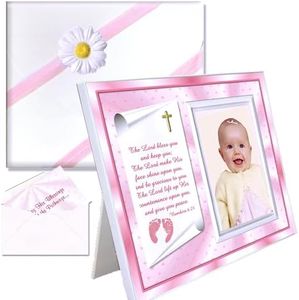 Baptism Christening Gifts Baby Blessing Picture Frame -"Numbers 6:24-26" - Girl
