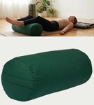 The Yogis Yoga Bolster Removable/Washable Cotton Cover Reduced Stress on Spine, Neck Pain Relief | Bottle Green |